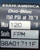 Asahi 98A01711F True Union Duo-Bloc PVC Ball Valve 1.25" 120°F Max 150PSI @ 70°F