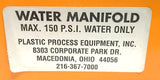 Plastic Process Equipment 16 Port Water Spray Manifold w/ Ball Valves 150 PSI