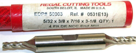 Up to 4 New Regal 5/32" 4 Flute HSS Double End End Mill 50003