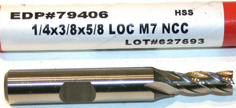 Brubaker 1/4" Diameter 3/8" Shank 4 Flute HSS Single End Mill New 79406