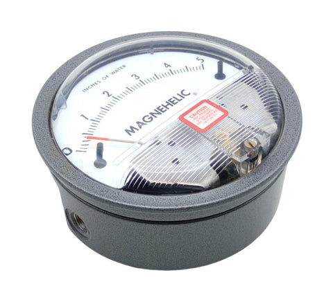 Dwyer Magnehelic 2005 Differential Pressure Gauge 0-5" Water 1/8" NPTF 15PSI Max