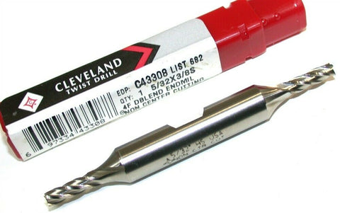 Cleveland Twist 5/32" 4 Flute Double End HSS End Mill C43308 New