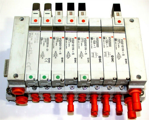 SMC 8 Solenoid 24 Volt Stack Up Bank Assembly VVQ2000-10A-1 AND VQ2201N-5