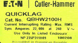 Cutler-Hammer QBHW2100H 2-Pole Circuit Breaker 100A 240VAC 1 Phase Bolt-On Mount