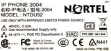 Nortel NTDU92 IP Phone 2004 48VDC 0.52A 44-57V Class 2 W/ Accessories