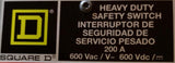 Square D HU364 Heavy Duty Safety Switch 200A 600VAC/DC 50/60HZ Type 1 Indoor