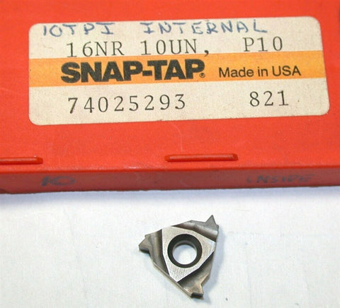 Lot of 8 New Snap-Tap Indexable Carbide Threading Inserts 16NR 10UN P10