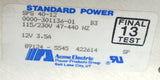 STANDARD POWER SPS40-12 POWER SUPPLY 0000-301136-01 12 VDC @ 3.5 AMPS