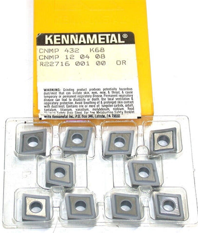 Lot of 10 Kennametal Kenloc Indexable Carbide Turning Insert CNMP 432 K68