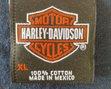 Harley Davidson Motorcycle Men's Classic Models Woman On Bike Blue Shirt Size XL