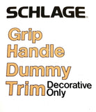 Schlage F192 BED 605 Grip Handle Decorative Dummy Brass