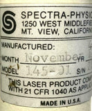 Spectra Physics 248 Laser Exciter with 145-01 Laser - SOLD AS IS
