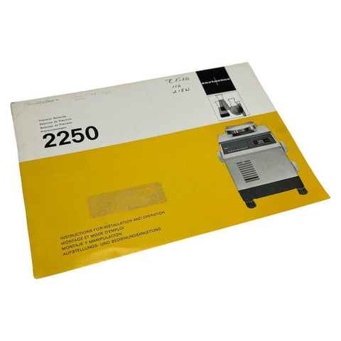 Sartorius Model 2250 Precision Balance Instruction Manual