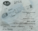 Allen-Bradley 871A-TS4-N3 4-PIn Straight Female Quick Connect Mini Term Chamber