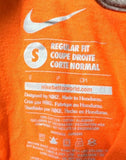 Nike Men's Orange Long Sleeve Shirt 100% Cotton White Arm Swoosh Size Small