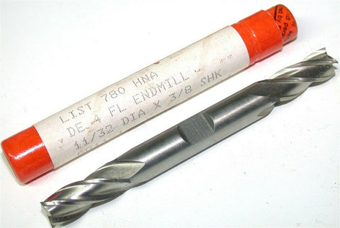 Up To 23 New Brubaker 11/32" 4 Flute Double End HSS End Mills 78020