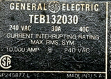 General Electric TEB132030 3 Pole Circuit Breaker 30A 240V 3PH