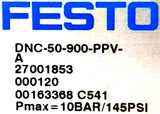 Festo DNC-50-900-PPV-A Pneumatic Cylinder 145Pmax 27001853 000120 00163368 C541