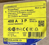 Square D LLA36400U31X Current Limiting Circuit Breaker 400A 600V 3P 50/60 HZ