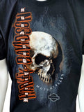 Alstyle Men's Harley Davidson Motorcycle Skull Graphic Black Shirt Size Large