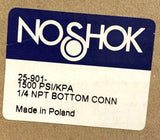 NoShok 25-901-1500 Liquid Filled Pressure Gauge 1500 PSI 1/4" NPT Bottom Mount