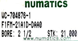 Numatics WC-704876-1 Actuator Pneumatic Cylinder F1FM-21A1DDAA0 2-1/2" Bore