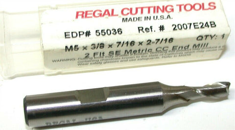 Up to 4 New Regal 5mm 2 Flute HSS End Mill 55036