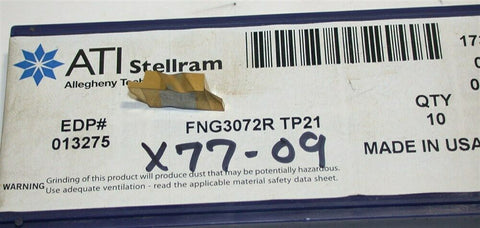 Lot of 4 New Stellram Stell-lok Grooving Carbide Inserts FNG3072R TP21