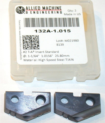 2 Allied Machine T-A 1 1/64" Carbide Coated Spade Drilling Insert 132A-1.015