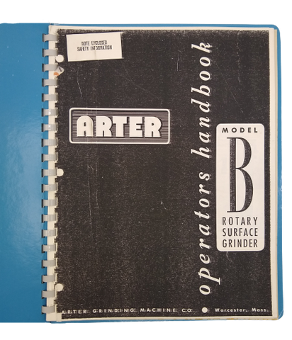Arter - Model B Rotary Surface Grinder Operators Handbook