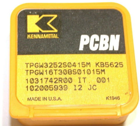 New Kennametal PCBN Tipped Inserts TPGW3252S0415M KB5625