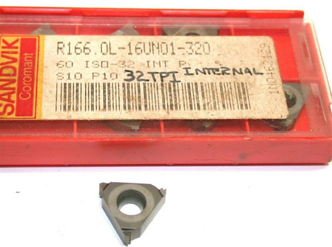 7 New Sandvik Threading Carbide Inserts R166.0L-16UN01-320 S10