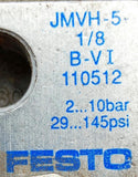 Festo JMVH-5-1/8 B-VI Solenoid Valve W/ MSV-3 Solenoid Coils 145PSI 20-26VDC
