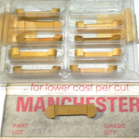 Lot of 10 New Manchester 1/4" wide x 1" Grooving Carbide Inserts 508-334-30
