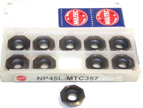Lot of 10 New Mil-Tec Octagon Carbide Milling Inserts NP45L-MTC357