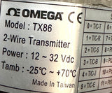Omega TX86 2 Wire Temperature Transmitter 12-32 VDC