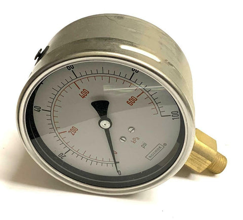NoShok 40-901-100 Glycerin Filled Pressure Gauge 100 PSI 1/4" NPT Bottom Mount