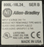 ALLEN BRADLEY AB 800L-18L24 RED INDICATOR LIGHT 24 VOLTS SERIES B
