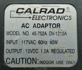 Calrad Electronics 45-752A AC Adaptor 117VAC 60HZ 40W 12VDC 1.2A Reg