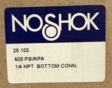 NoShok 25.100.600 Pressure Gauge 600 PSI 1/4" NPT Bottom Mount