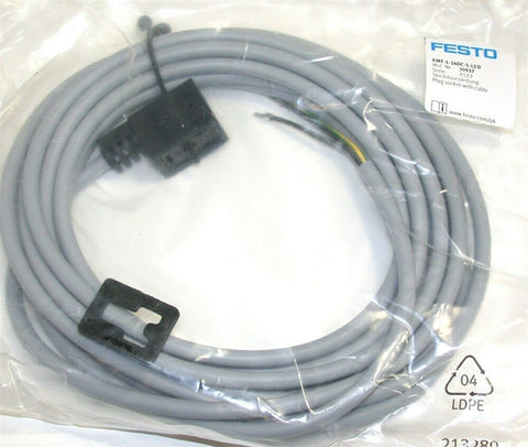 Up to 3 New Festo KMF-1-24DC-5-LED Plug socket with cable 30937