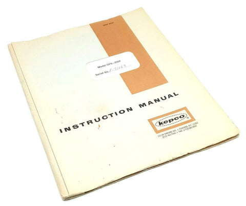 Kepco OPS-2000 Operational Amplifier Instruction Manual