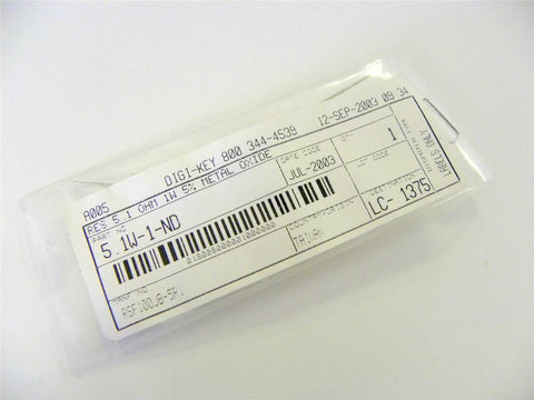 BRAND NEW DIGI-KEY RESISTOR 5.1 OHMS 1 WATT MODEL 5.1W-1-ND