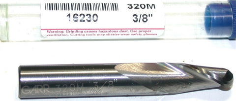 Garr Tool 2-Flute 3/8" Dia Carbide Spiral Flute Ball End 16230 New