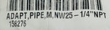 HPS KF-25  Male Adapter NW25 - 1/4" NPT Stainless Steel