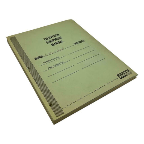 Cohu Model 6916-200 Camera Control & Sync Generator Television Equiptment Manual