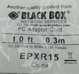 Lot of 5 Black Box EPXR15 PC Adapter Cord IEC 320 To NEMA 5-15R Female Connector