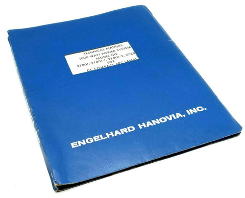 Engelhard Hanovia Models 27801-1, 27801-2, 27801-3 Arc Lamps Instruction Manual