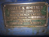 Pratt & Whitney M-1689 10" X 20" Table Mounted Bench Top Lathe