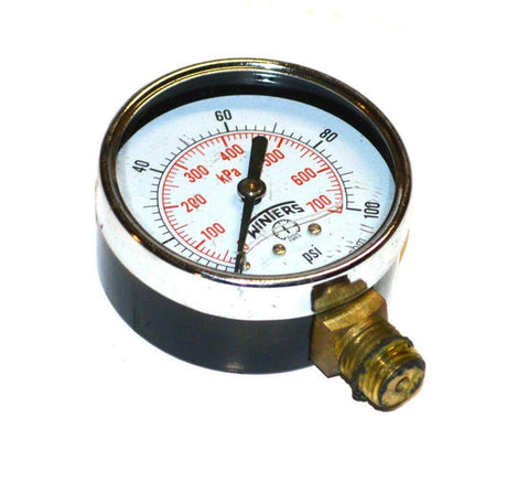 WINTERS 0-100 PSI 0-700 KPA PRESSURE GAUGE 1/4" NPT BOTTOM MOUNT